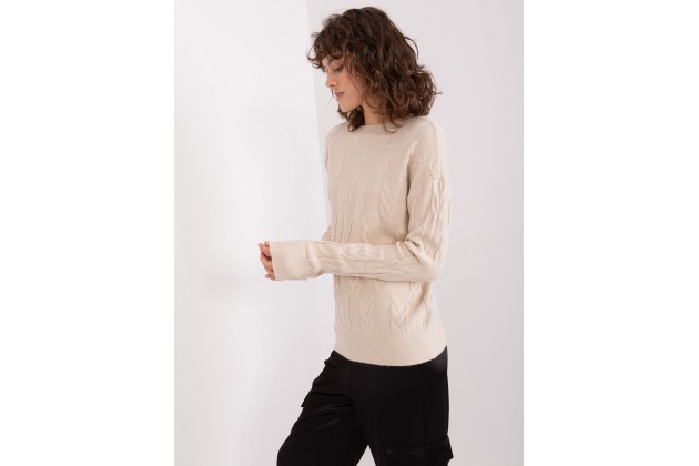 Pull torsadé col rond Femme - beige clair