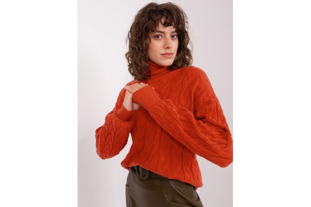 Pull col roulé ultra doux d'ensemble - orange foncé
