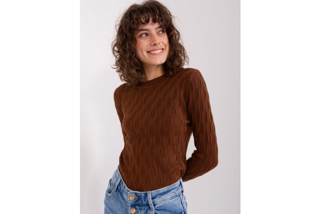 Pull sculptant à col montant - marron
