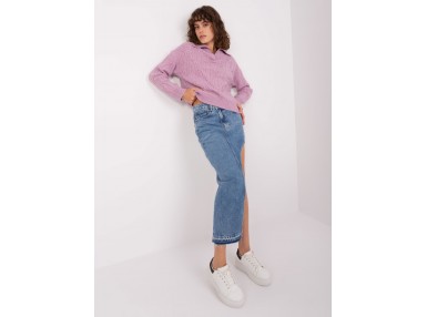 Pull en maille torsadée - violet clair