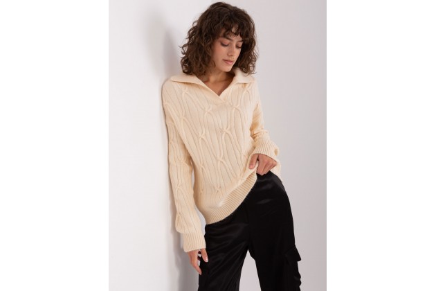Pull court à col  - beige clair
