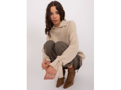 Pull à col -  beige