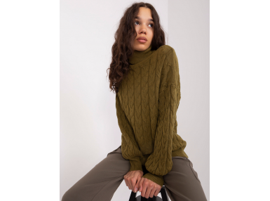 Pull col roulé ultra doux d'ensemble - kaki