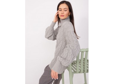 Pull col roulé ultra doux d'ensemble - gris