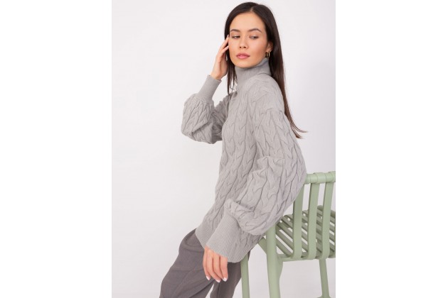 Pull col roulé ultra doux d'ensemble - gris