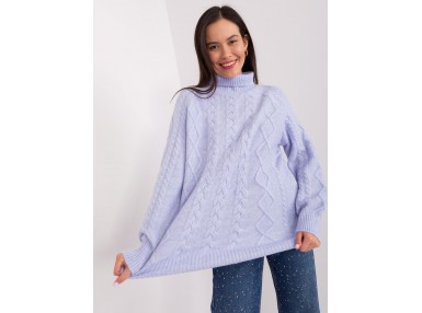 Pull long ultra doux à col montant - violet clair