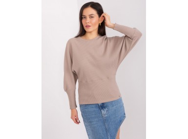 T-shirt côtelé à manches longues - beige foncé