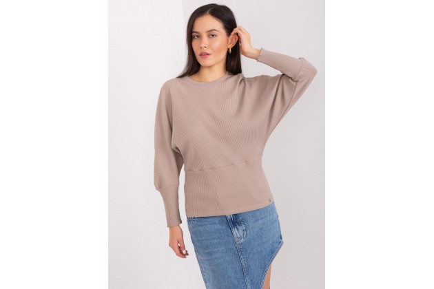 T-shirt côtelé à manches longues - beige foncé