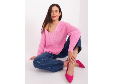 Pull à col en V - rose