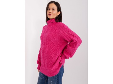 Pull col roulé ultra doux d'ensemble - fuchsia