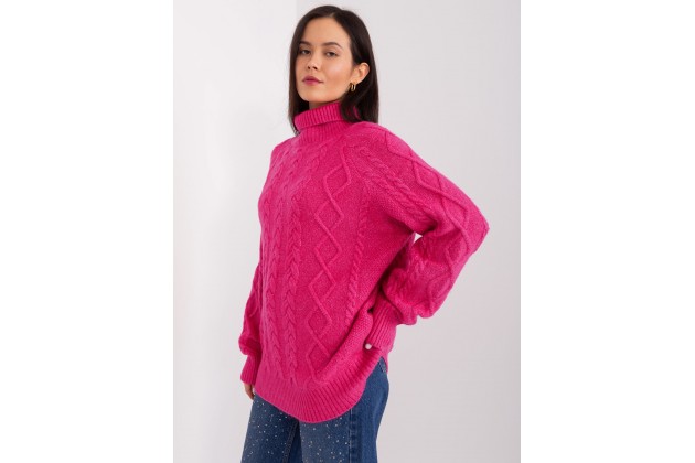 Pull col roulé ultra doux d'ensemble - fuchsia