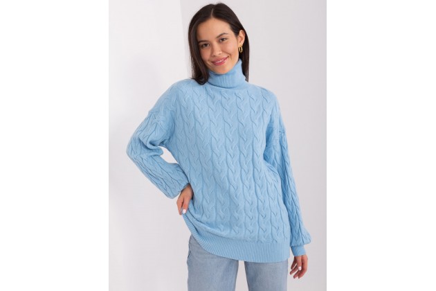 Pull col roulé ultra doux d'ensemble - blue