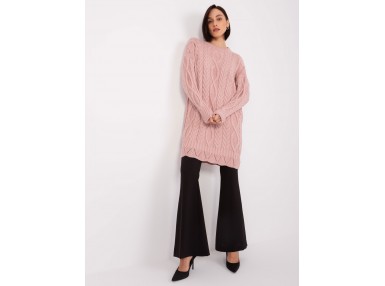 Robe courte à col roulé et manches longues  - rose clair