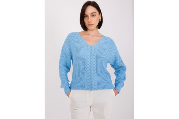 T-shirt manches longues à motif en tresse - blue clair
