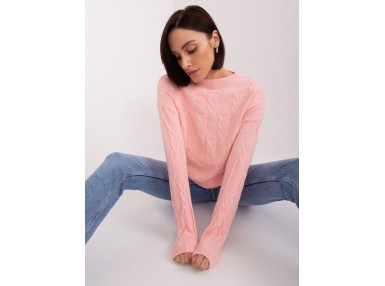 Pull torsadé col rond Femme - rose clair