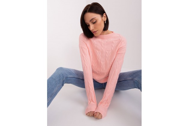 Pull torsadé col rond Femme - rose clair