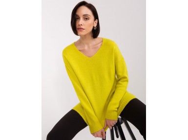 Pull court à col en V - citron vert