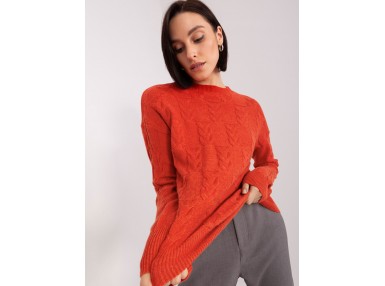Pull torsadé col rond Femme - orange foncé