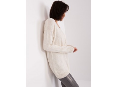 Pull longue à col en V - beige clair