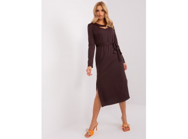 Robe longue avec ceinture - marron
