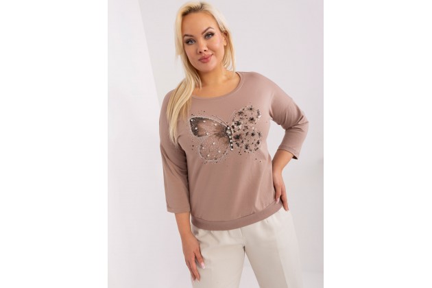 T-shirt à manches longues en coton - beige foncé