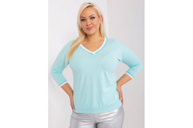 T-shirt en coton col V - menthe