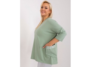 Sweat-shirt en coton avec poche - pistache