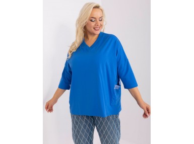 Sweat-shirt en coton avec poche - bleu