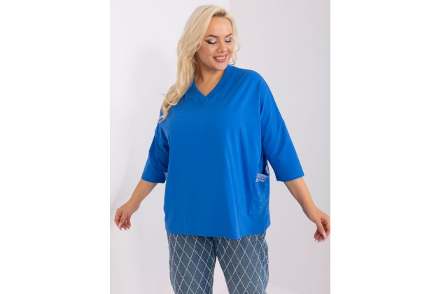 Sweat-shirt en coton avec poche - bleu