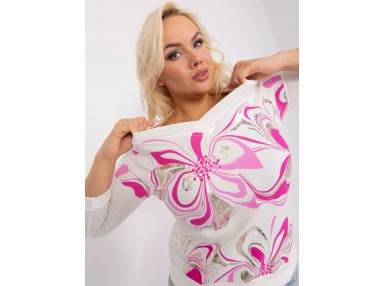 T-shirt en coton col V - rose clair