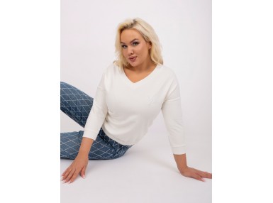 T-shirt en coton col V - éqru