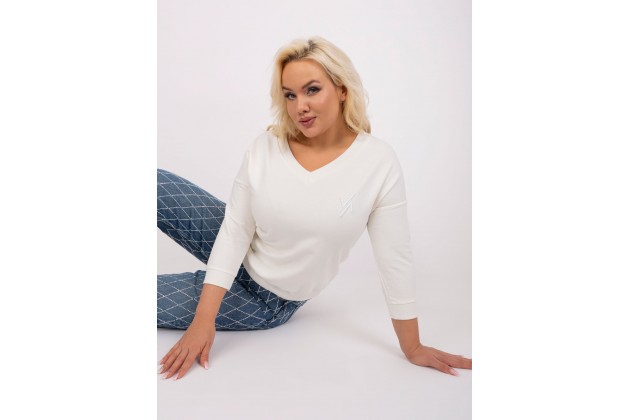 T-shirt en coton col V - éqru