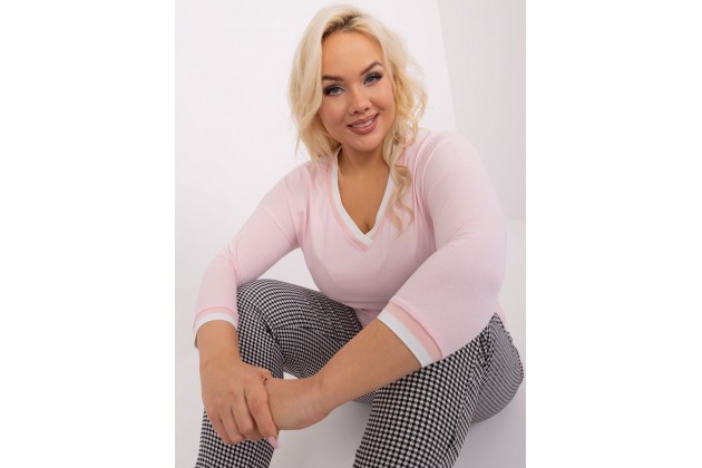 T-shirt en coton col V - rose clair
