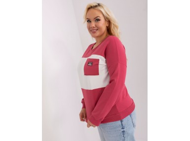 Sweat-shirt en coton avec poche - corail