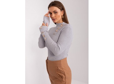 Pull moulant en maille avec col montant - gris
