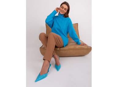 Pull en maille à col roulé - bleu