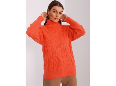 Pull en maille à col roulé - orange