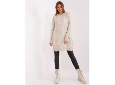 Robe pull en maille - beige clair