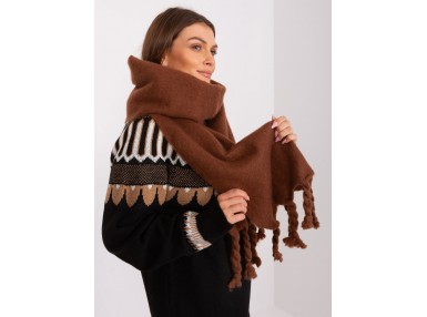 Écharpe à franges - marron