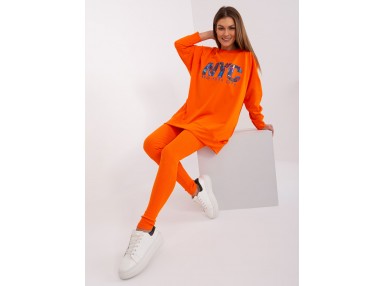 Ensemble avec legging et t-shirt oversize à imprimé - orange