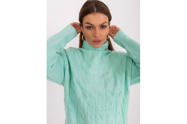 Pull en maille à col roulé - menthe