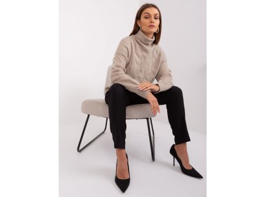Pull en maille à col roulé - beige foncé