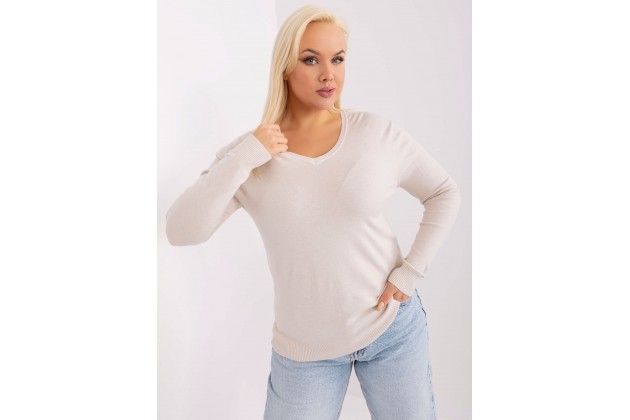 Pull court à col en V - beige clair