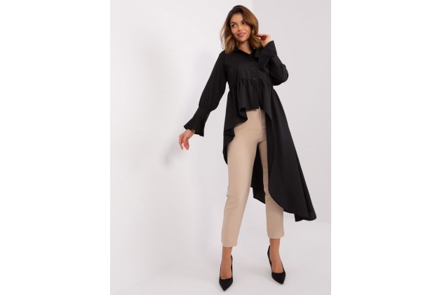 Chemise à manches curtes en coton - noire