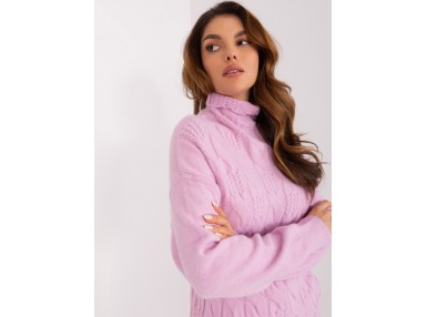 Pull en maille à col roulé - violet clair