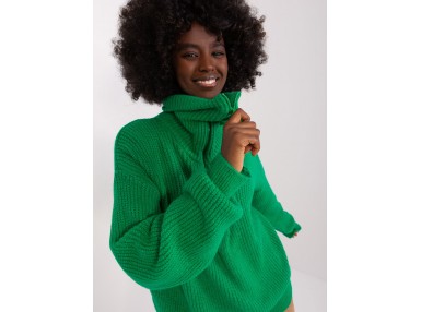 Pull en maille avec fermeture éclair partielle - vert