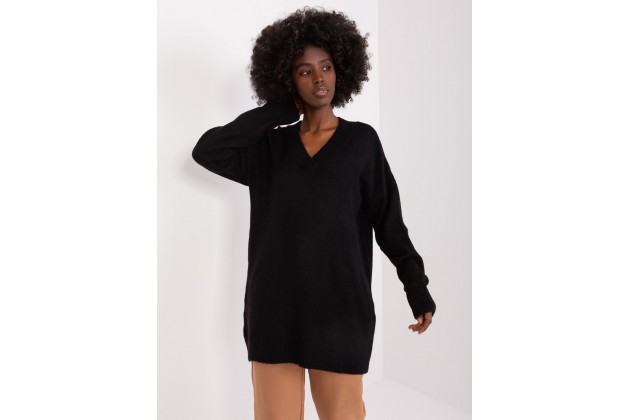 Pull à col en V - noir