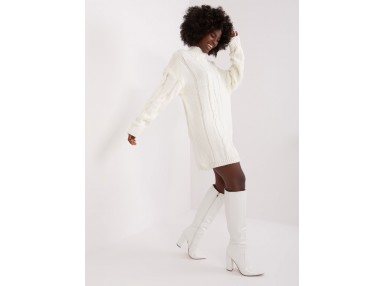Robe pull à col roulé en maille torsadée - éqru