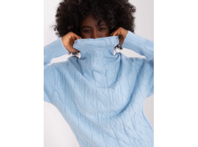 Pull en maille à col roulé - bleu clair