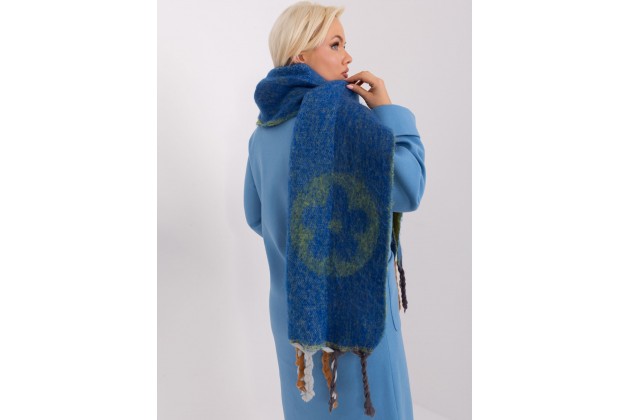 Écharpe frangée - bleu